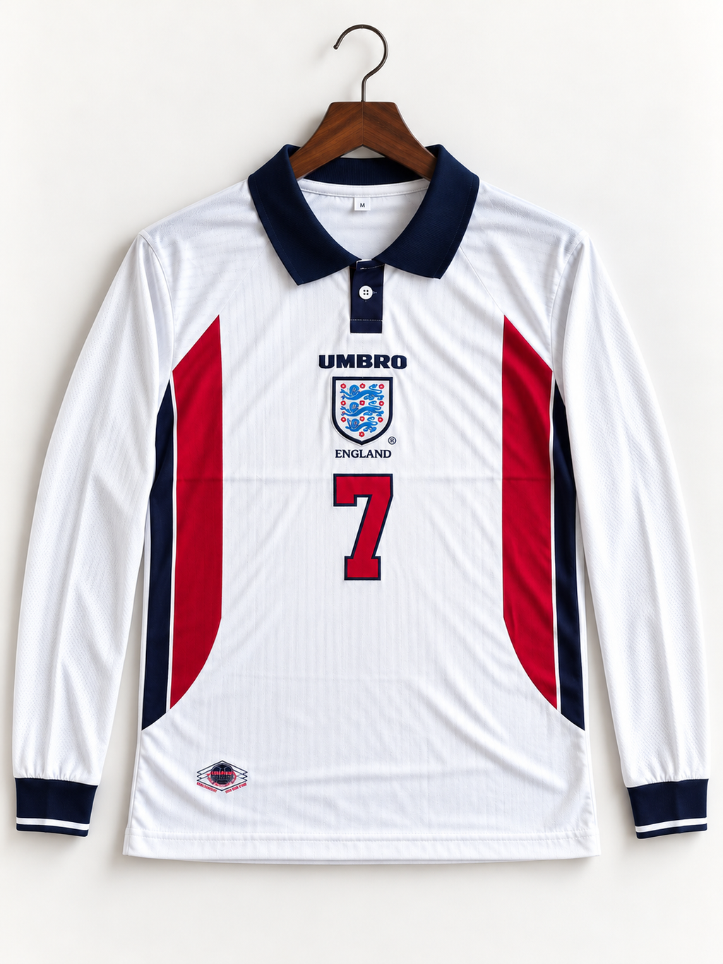 Beckham-07 England 1997 Retro Full Sleeve Polo Collar With Premium Embroiery
