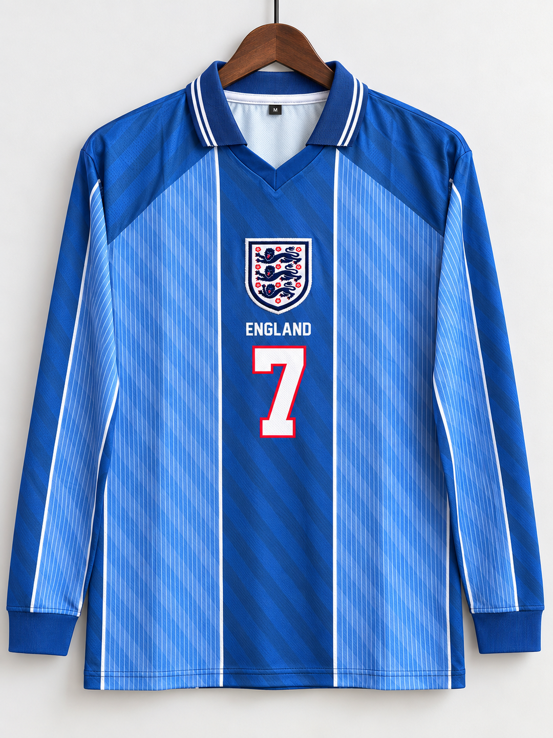 Beckham-07 England 1996 Retro Full sleeve Polo Coller With Embroiery Logos