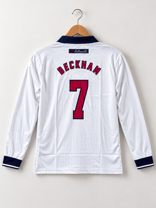 Beckham-07 England 1997 Retro Full Sleeve Polo Collar With Premium Embroiery