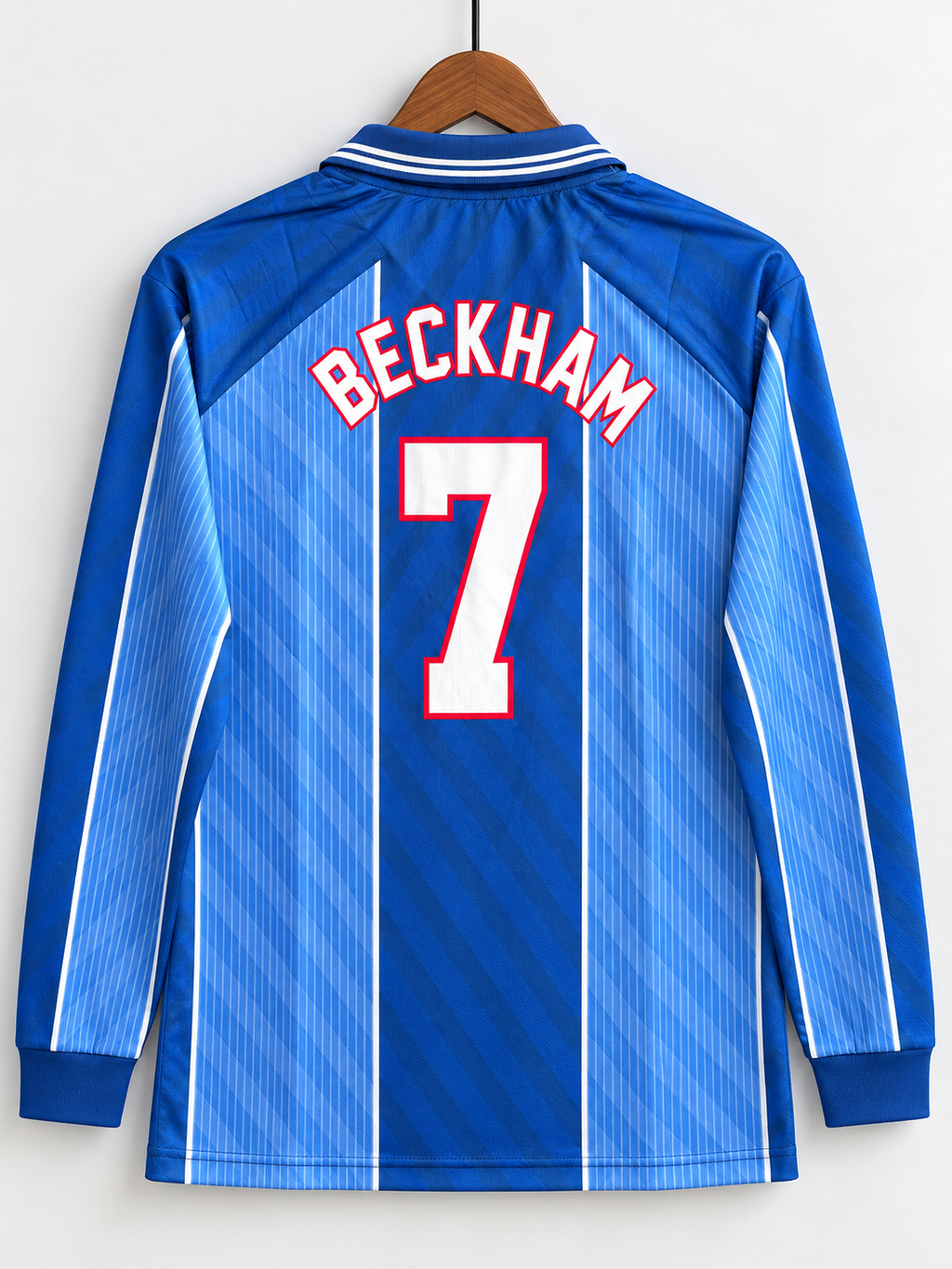 Beckham-07 England 1996 Retro Full sleeve Polo Coller With Embroiery Logos